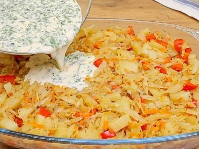 Картофельная запеканка с капустой: сытный ужин без мяса