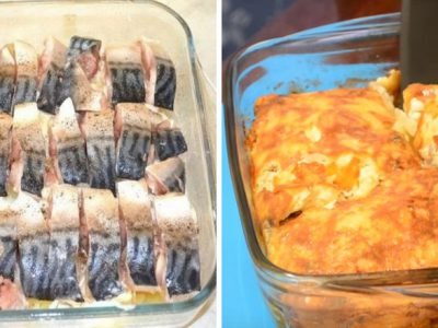 Картофельная запеканка со скумбрией