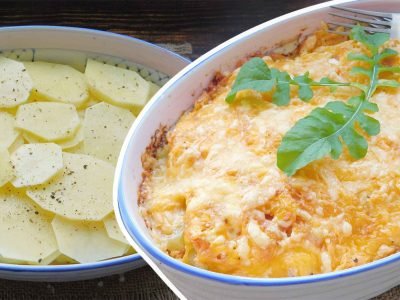 Картофельная запеканка со свининой под сыром