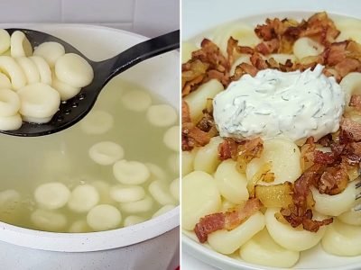 Картофельные клецки с жареным беконом