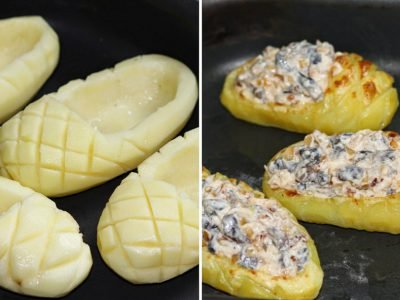 Картофельные лапти с грибами