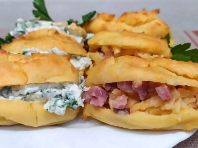 Картофельные профитроли с начинкой из ветчины