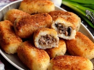 Картофельные зразы с мясом и грибами