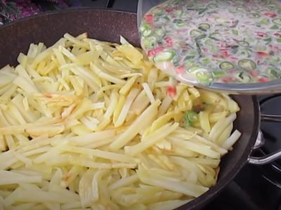 Картофельный пирог на сковороде