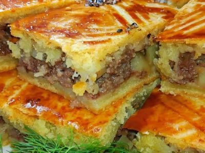 Картофельный пирог с фаршем в духовке