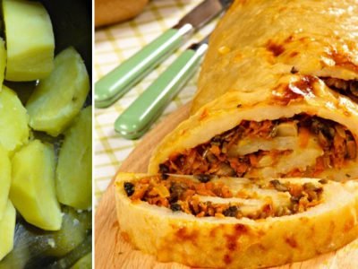 Картофельный рулет с грибами