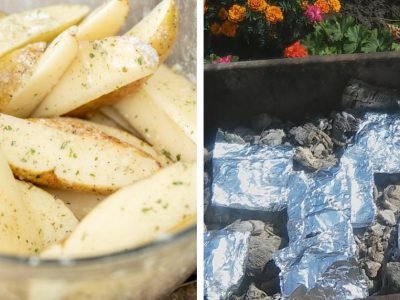 Картошка в фольге на углях