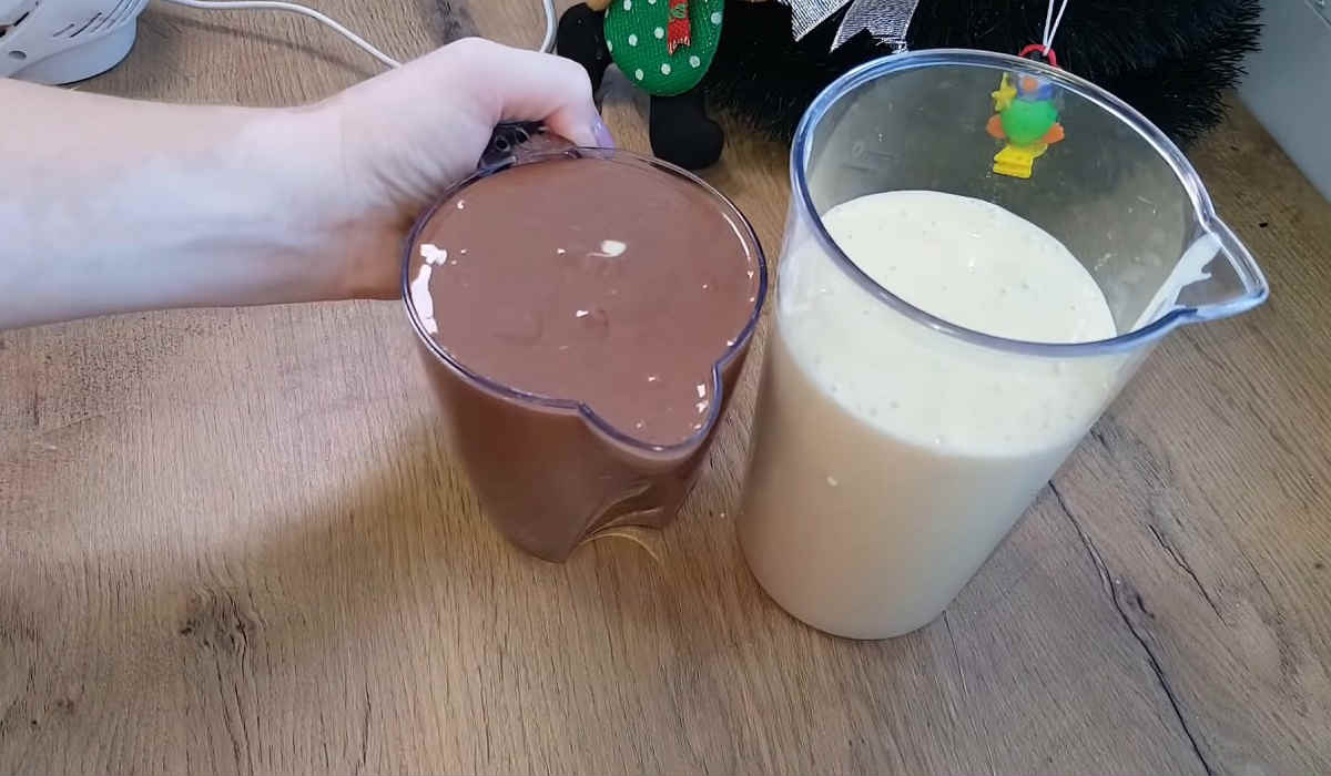 белое и шоколадное тесто