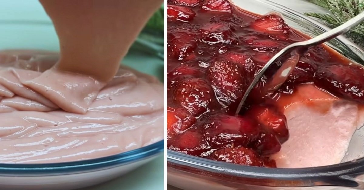 пудинг с клубничной прослойкой