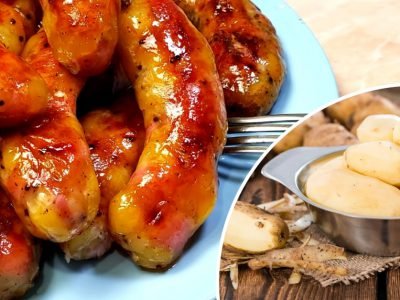 Домашняя колбаска с мясом и картошкой