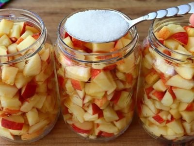 Компот из свежих яблок в банках