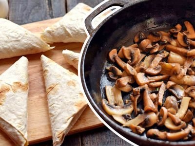 Конвертики из лаваша с грибами и сыром