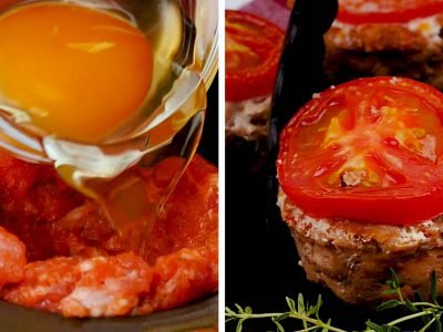 Корзинки из фарша с яйцом