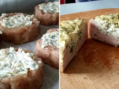 Корзинки из фарша с крем-сыром