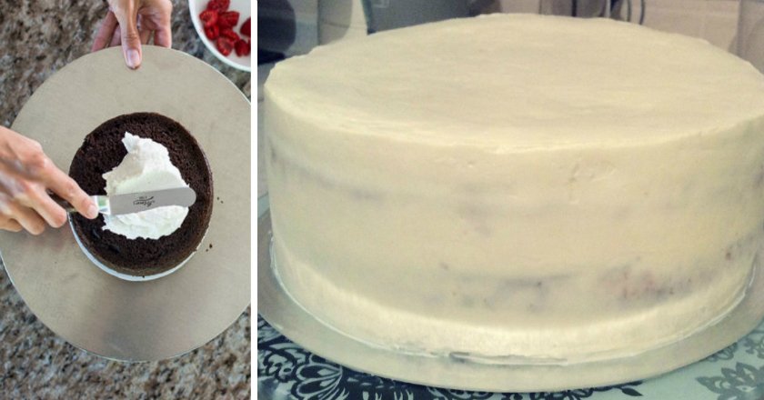 Выравнивание и украшение торта кремом чиз
