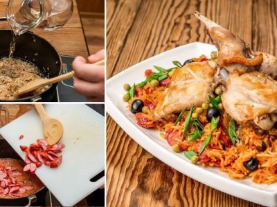 Кролик, тушенный в казане