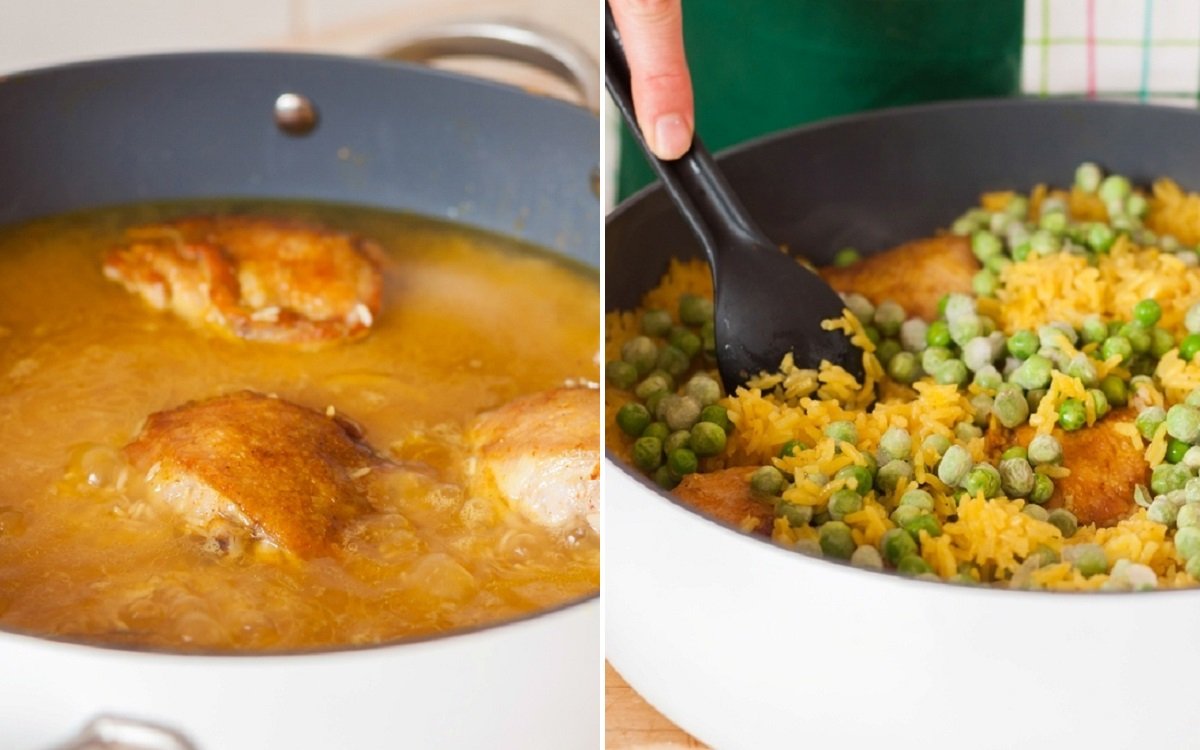 мясо с гарниром на сковороде