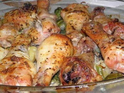 Курица с кабачками в духовке