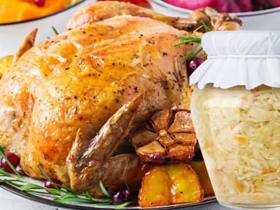 Фаршированная курица с капустой