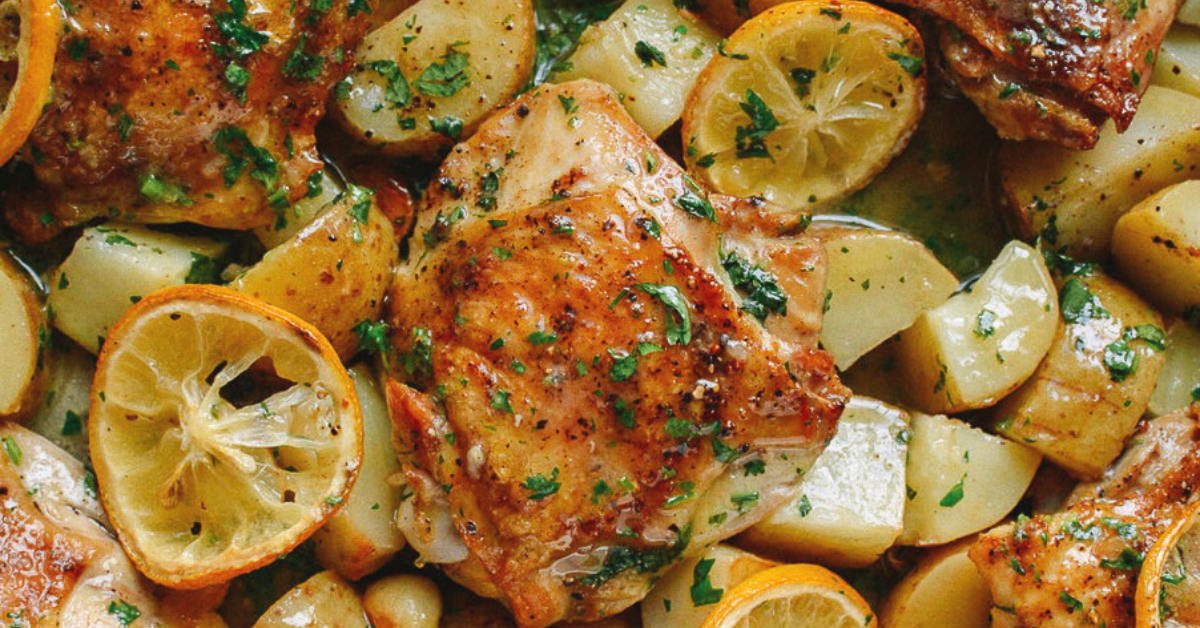 курица с картошкой и лимоном