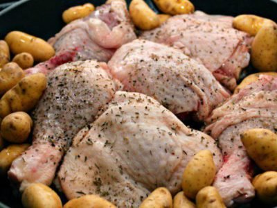 Курица с молодым картофелем и стручковой фасолью