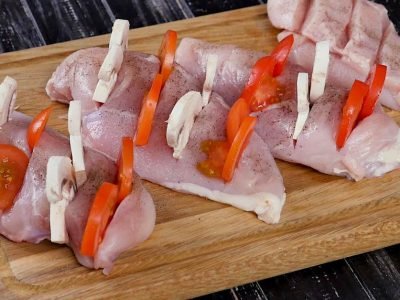 Курица в лодочках из лаваша