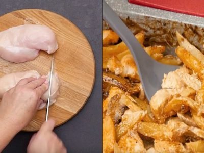 Куриная грудка с грибами и картофелем