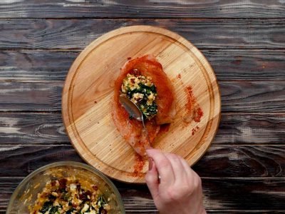 Куриная грудка со шпинатом и моцареллой