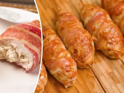 Куриное «эскимо» в беконе в духовке