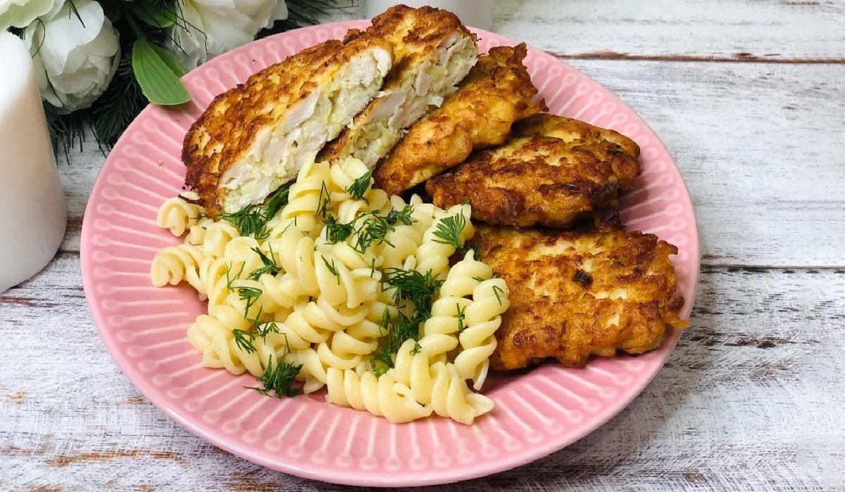 оладьи с курицей и картофелем