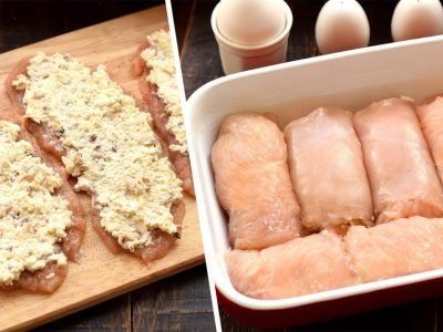 Куриные рулетики с сыром и грибами