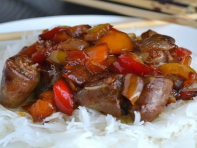 Куриные сердечки с овощами