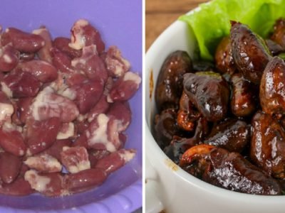 Куриные сердечки в соусе терияки