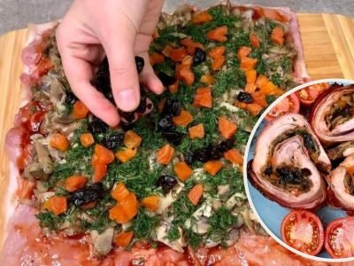 Куриный рулет в беконе