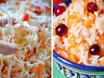Квашеная капуста с брусникой