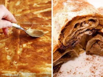 Лаваш со сгущенкой и орехами