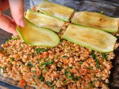 Лазанья из кабачков с фаршем