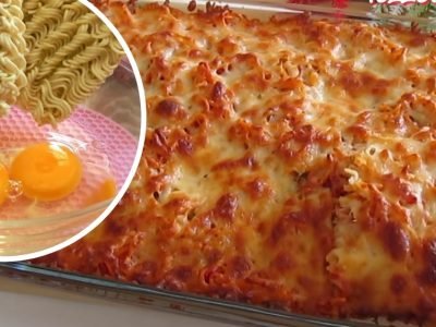 Румяная лазанья из вермишели быстрого приготовления