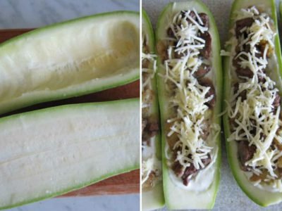 Лодочки из кабачков с печенью