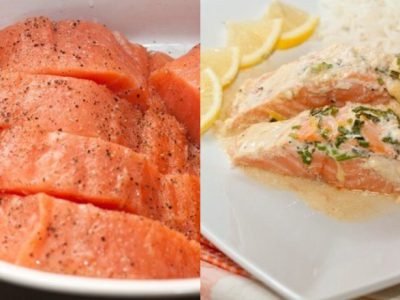 Лосось, запеченный в соусе с травами