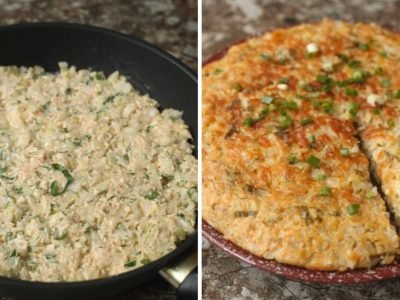 Луковая лепешка на сковороде