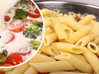 Макароны с креветками и брокколи: праздничный рецепт