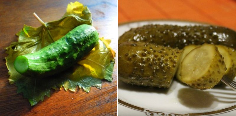малосольные огурцы в виноградных листьях