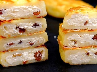 Манники на молоке с творогом и изюмом