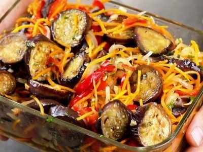 Маринованные баклажаны с болгарским перцем
