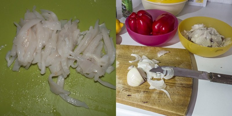 маринованные кальмары с болгарским перцем
