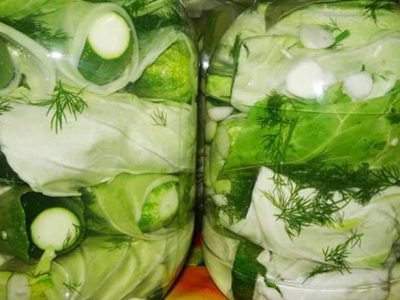 Маринованные в капусте огурцы
