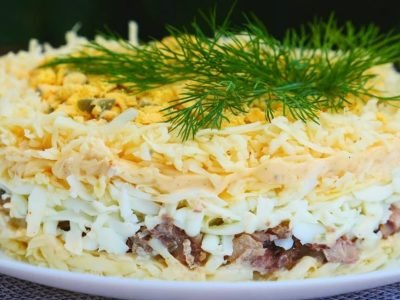 «Мимоза» по-украински с сардинами