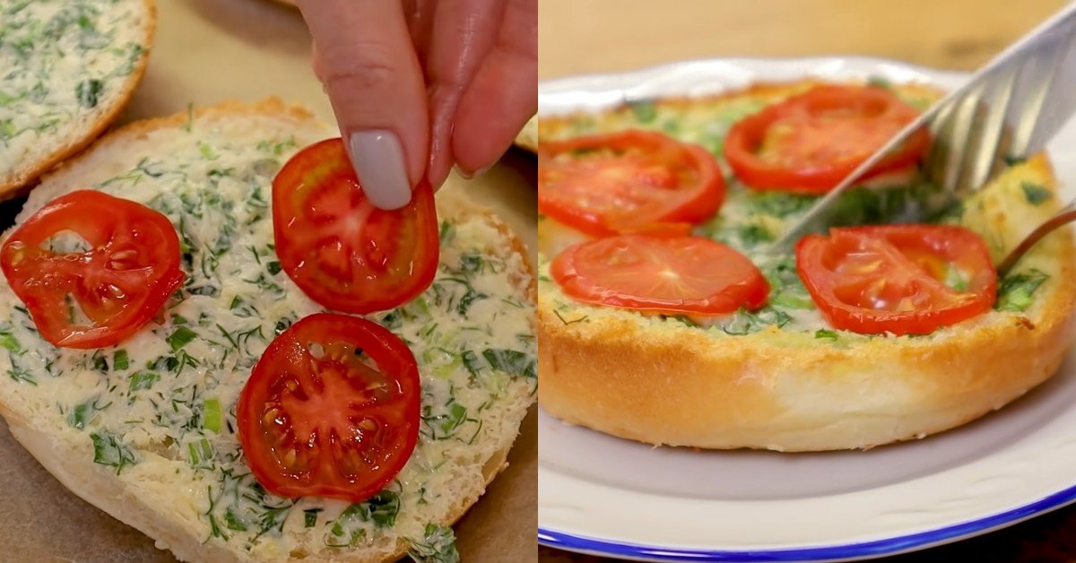 пицца на булочке