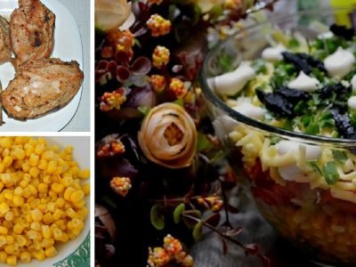 Многослойный салат с курицей